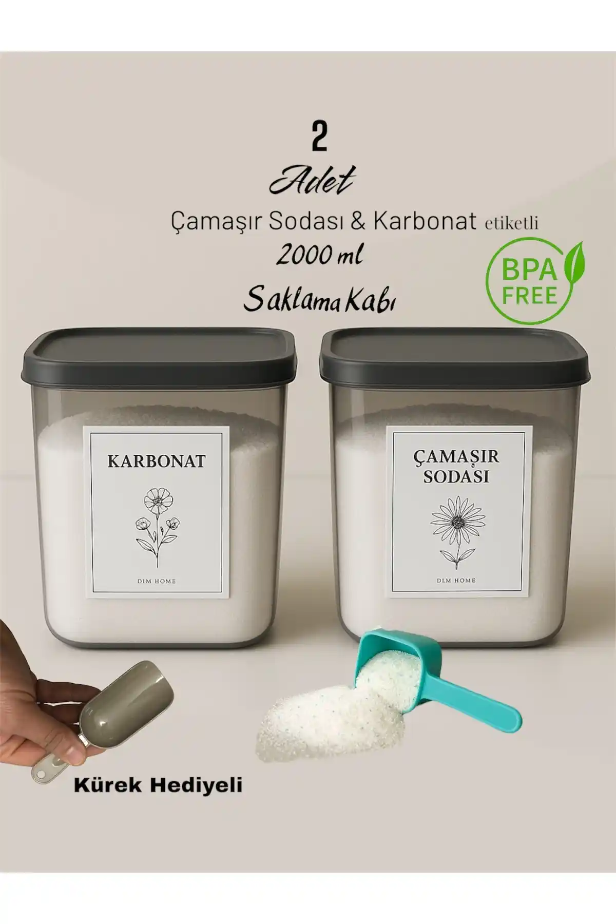 Dem Home 2'li Antrasit Plastik Saklama Kutuları Temizlik ve Düzen İçin Uygun