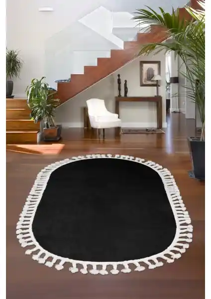 Dijidekor Siyah Oval Post Dokuma Halı: Modern ve Fonksiyonel Tasarım Özellikleri