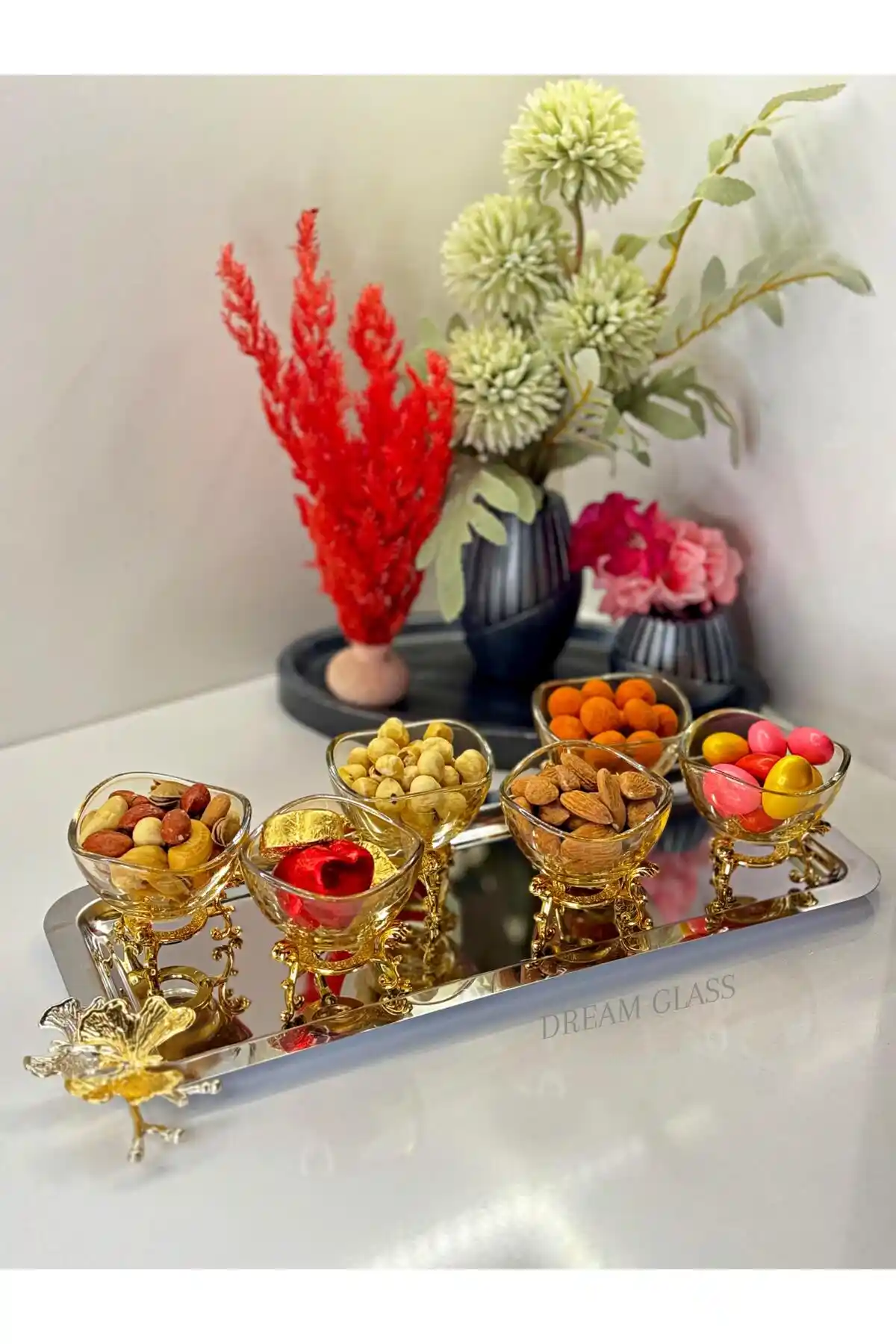 Dream Glass 6 Kişilik Gold Dalgalı Lokumluk Seti Şık ve Çok Amaçlı Kullanım İçin Uygun