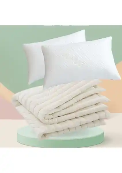 El Yapımı Çift Kişilik Yün Yorgan ve Yün Yastık Seti - Doğal ve Konforlu Uyku Deneyimi