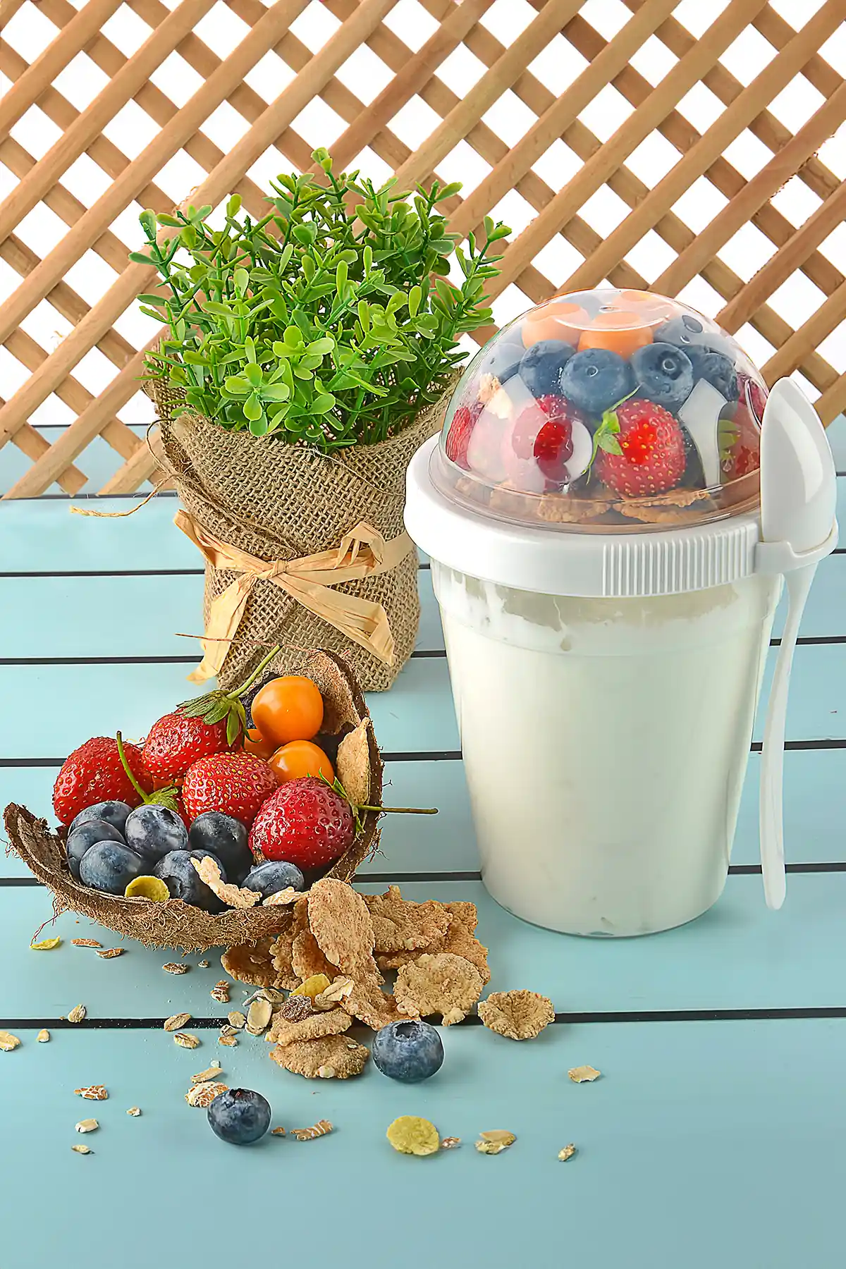 Emofom Take'n Go 600 ml Kapaklı ve Kaşıklı Yoğurt Kabı Günlük Kullanım İçin Pratik Saklama Çözümü