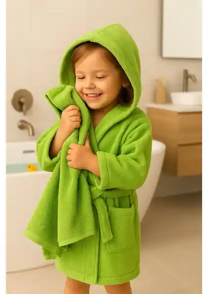 Ender Home CottonVerse Çocuk ve Gençler İçin Yumuşak ve Dayanıklı Kapşonlu Bornoz