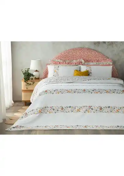 English Home Bloomy Lines Çift Kişilik Nevresim Seti Modern ve Canlı Renklerle Yatak Odası Dekorunuza Şıklık Katar