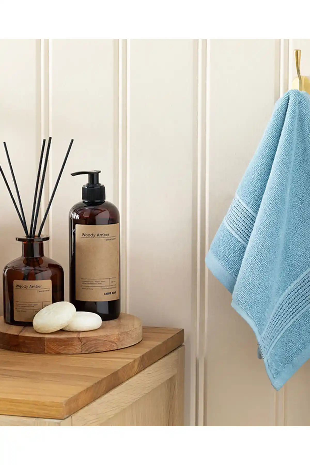 English Home Deluxe Low Twist Pamuklu El Havlusu 30x50 cm Mavi - Şık ve Dayanıklı Ev Kullanımı Havlusu