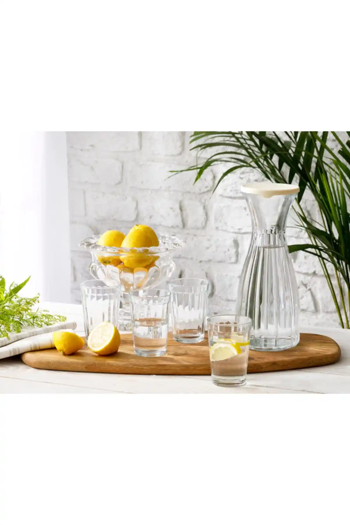 English Home Kapaklı Lona Cam 5 Parça Su Takımı: Şık ve Dayanıklı Sunum Seti