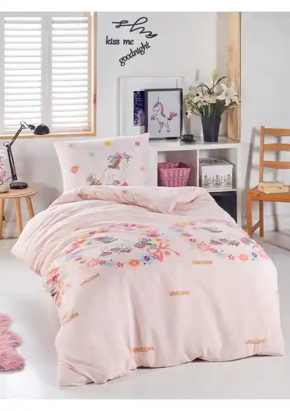 Enlora Home Junior Renkli Unicorn Temalı Çocuk Nevresim Seti 140x200 cm