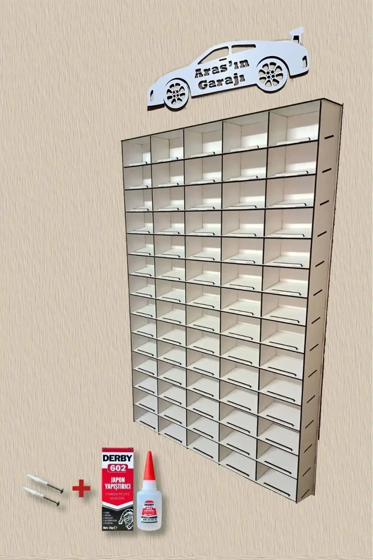 ERSOY HOME Ahşap Eğimli Dekoratif Duvar Araba Rafı: Şık ve Fonksiyonel Tasarım