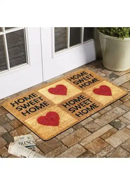 Esnature 45x70 cm Dijital Baskı Güzel Evim Temalı Çok Amaçlı İç ve Dış Kapı Paspası