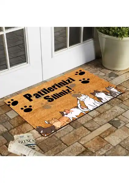 Esnature Kedili Kedi Desenli Kapı Önü Paspası: Modern ve Dayanıklı Tasarım Çözümü