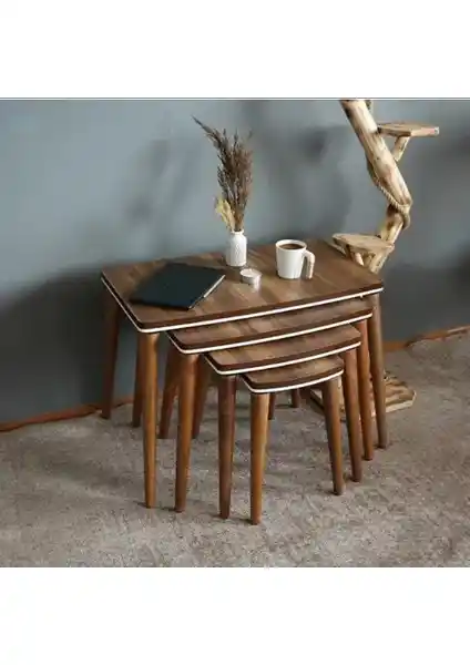 Evim Mobilya Çift Katlı 4’lü Lüx Zigon Sehpa Seti Modern ve Fonksiyonel Tasarım