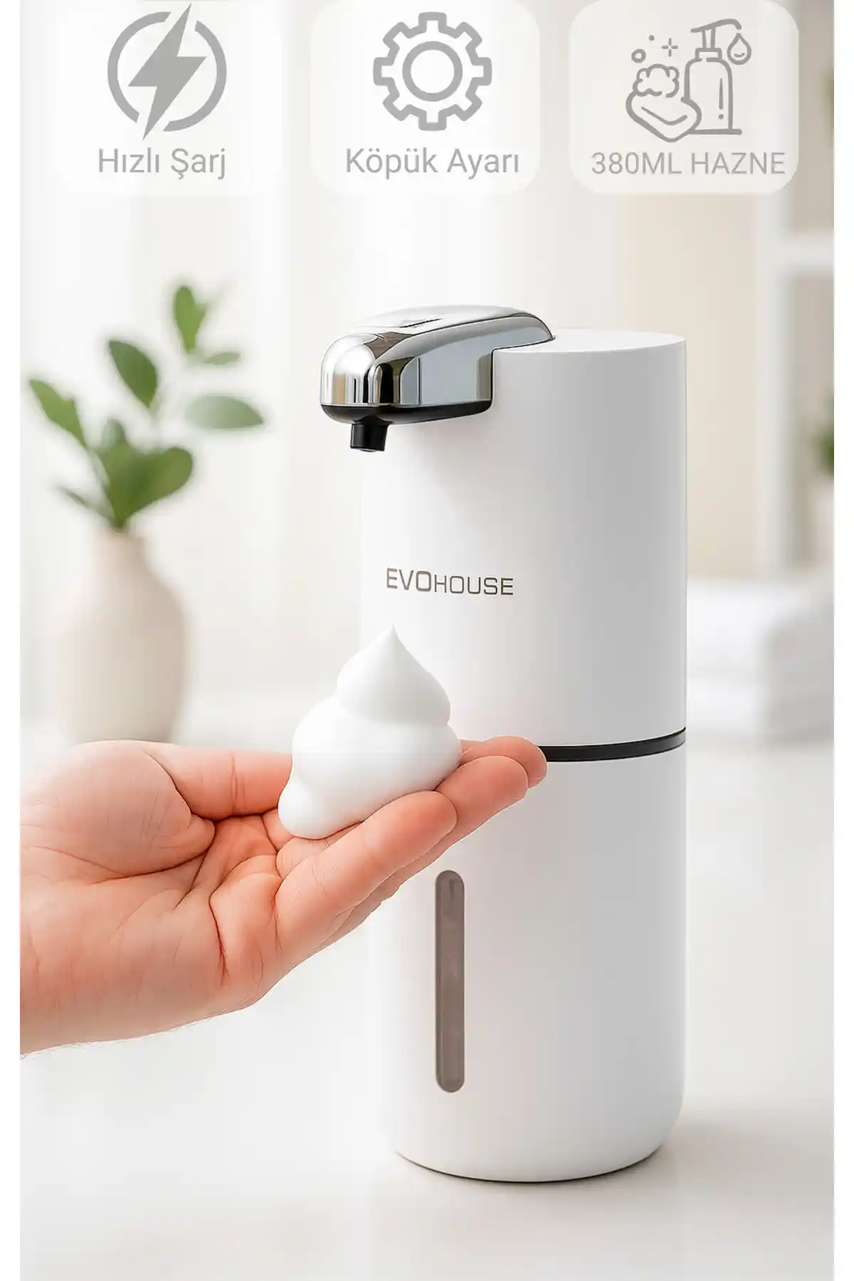 Evo House Otomatik Sensörlü Köpük Sıvı Sabunluk: Modern ve Hijyenik Kullanım Çözümü