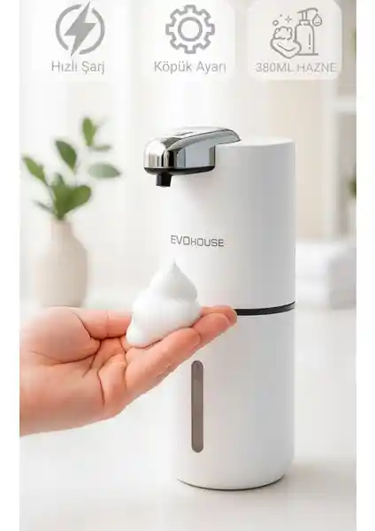 Evo House Otomatik Sensörlü Köpük Sıvı Sabunluk: Şık ve Pratik Temizlik Çözümü