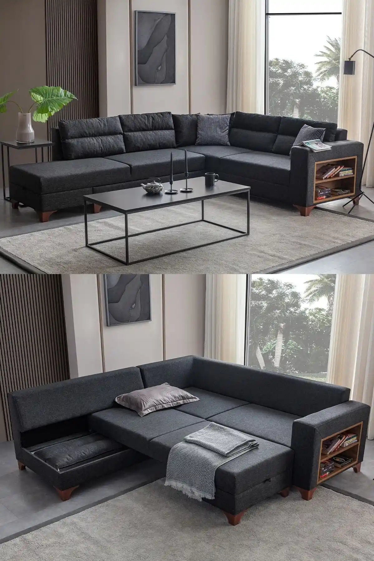 Eymense Tloft Köşe Koltuk Takımı Antrasit Modern Tasarım ve Dayanıklı Yapı