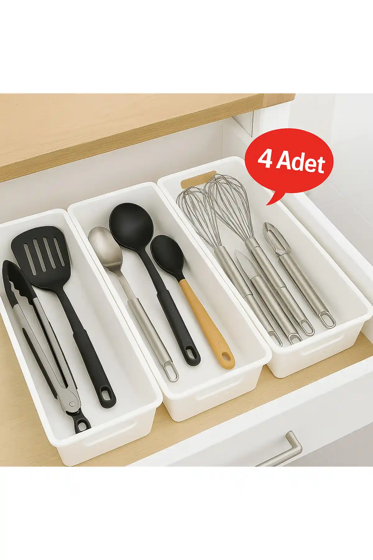 Fast Story 4'lü Beyaz Kaşıklık Seti ile Mutfak Düzeninizi Geliştirin