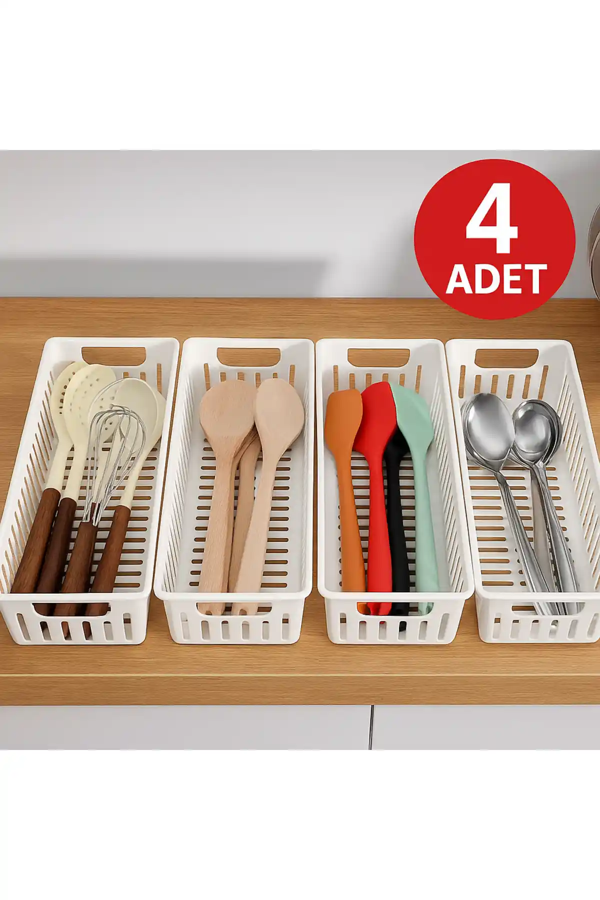 Fast Story 4 Lü Beyaz Kaşıklık Seti ile Mutfak Düzeninizi Optimize Edin