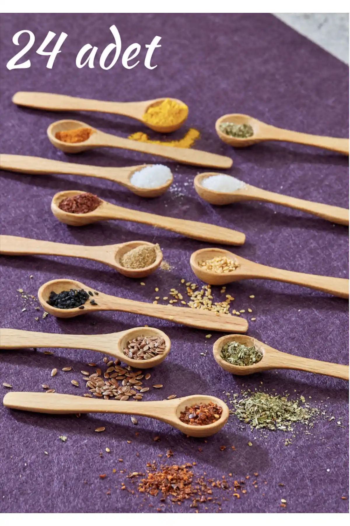 FBZhome 24 Parça Ahşap Baharat Kaşığı Seti: Şık ve Pratik Mutfak Gereçleri