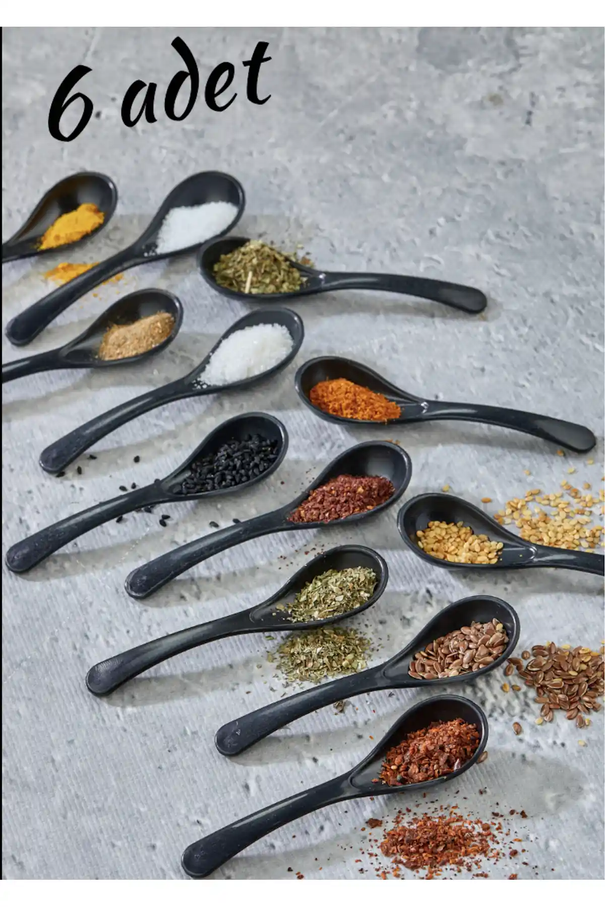 FBZhome 6'lı Siyah Servis ve Baharat Kaşığı Seti Pratik ve Şık Mutfak Gereçleri
