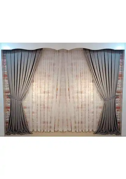 Figen Perde Açık Gri Renk Fon Perde Modern ve Dayanıklı Tasarımıyla İç Mekanlara Şıklık Katar