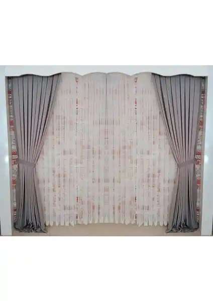 Figen Perde Gri Renk Kadife Çift Kanat Fonksiyonel ve Estetik Tasarım