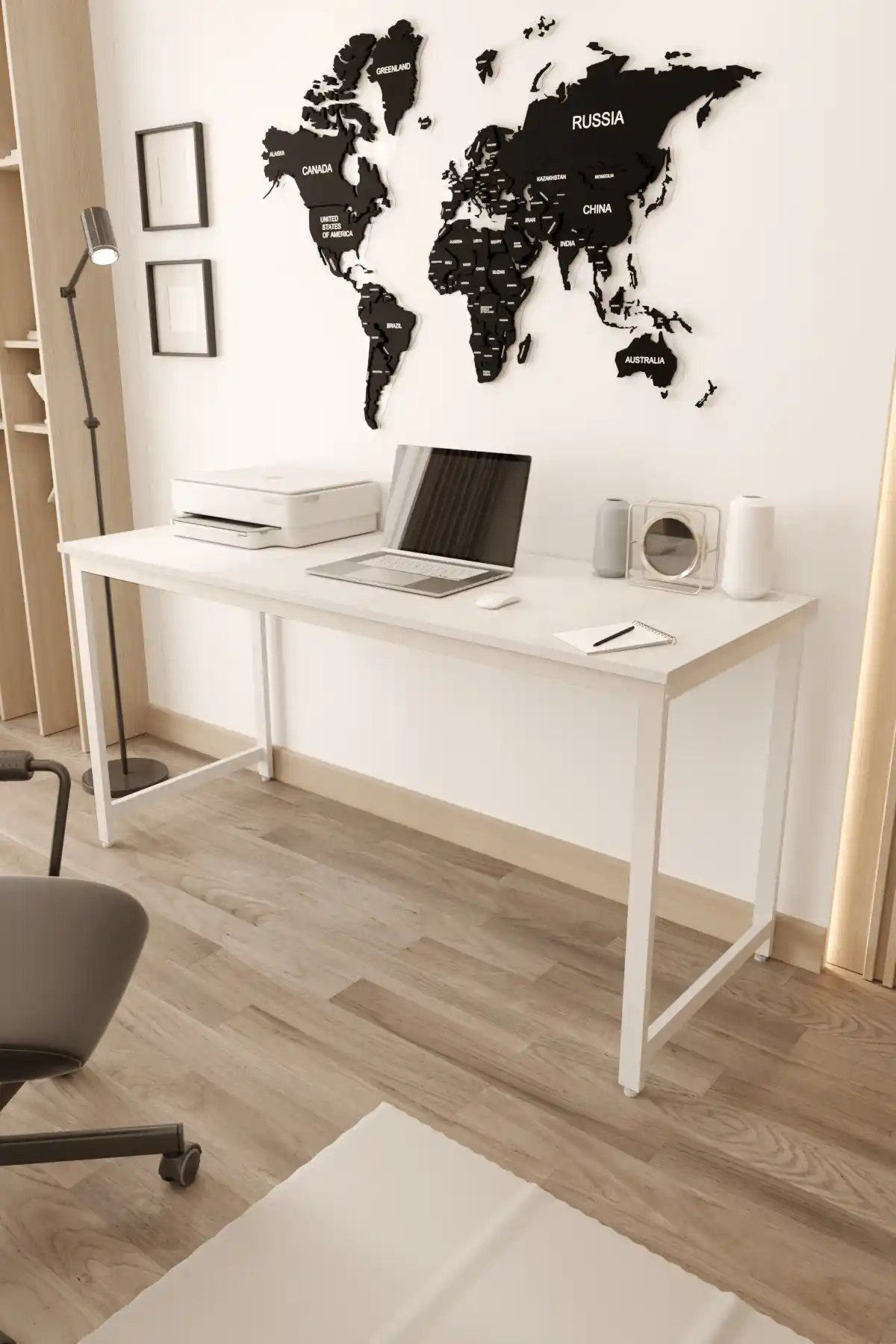 Flinder Beyaz Çalışma Masası: Modern ve Dayanıklı Tasarım ile Geniş Çalışma Alanı