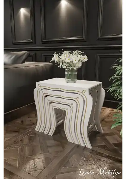 GadaHome Beyaz Yasemin Zigon Sehpa: Modern ve Dayanıklı Tasarım Çözümü