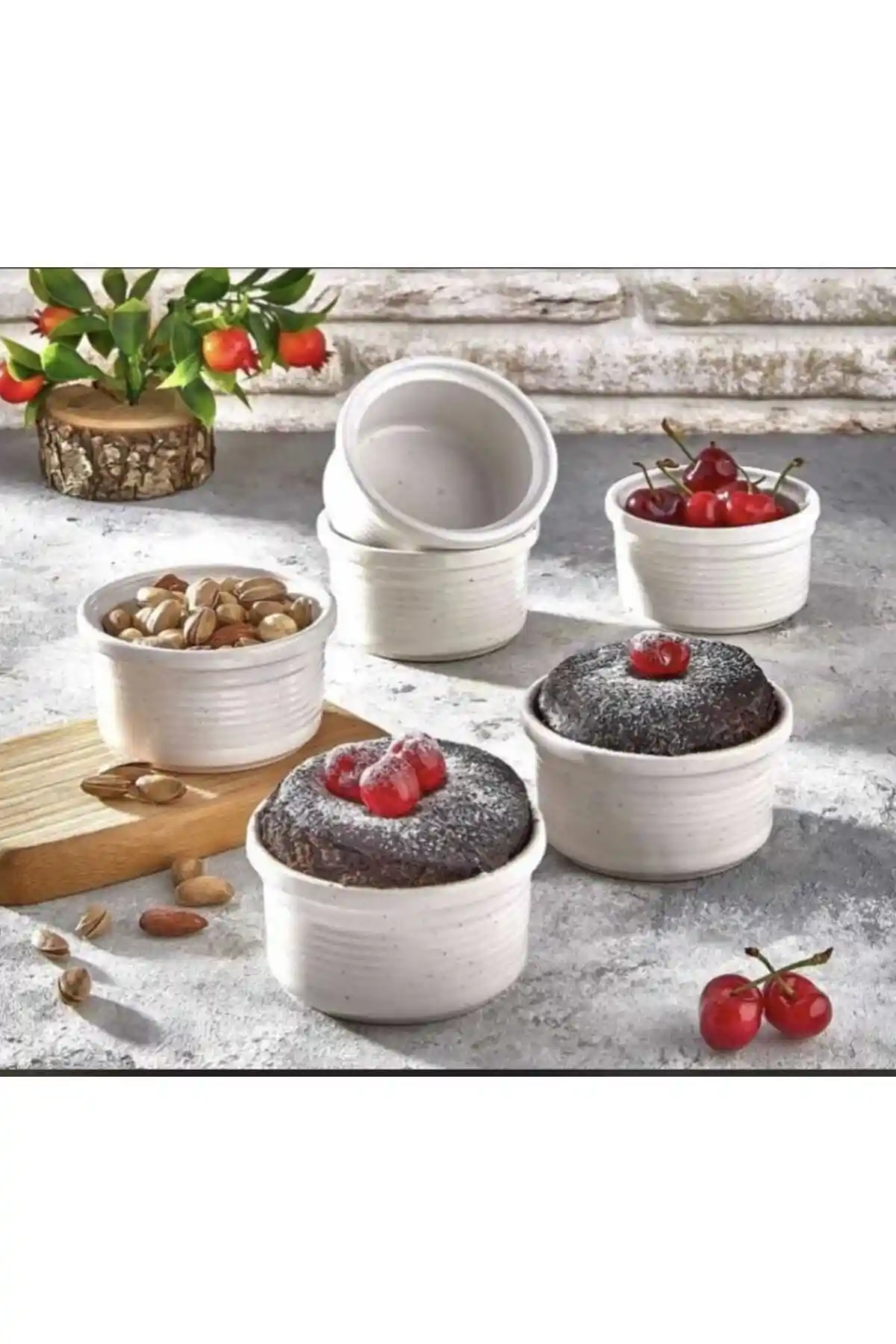Genel Markalar 6'lı Porselen Sufle ve Fırın Kek Kabı Seti Beyaz Şık ve Dayanıklı