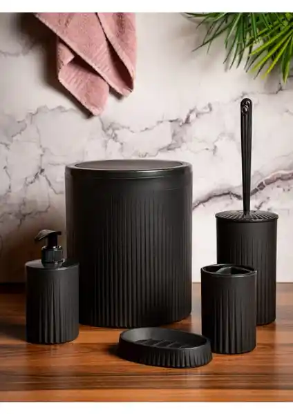 Giorsi Sosa 5 Parça Siyah Banyo Seti Modern ve Şık Tasarımıyla Dekorasyonunuza Yenilik Katar
