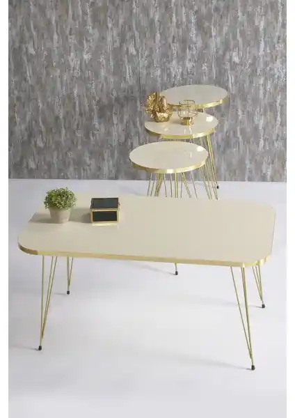 Gold Falez Zigon ve Orta Sehpa Seti Modern Tasarım ve Dayanıklılık Sunar