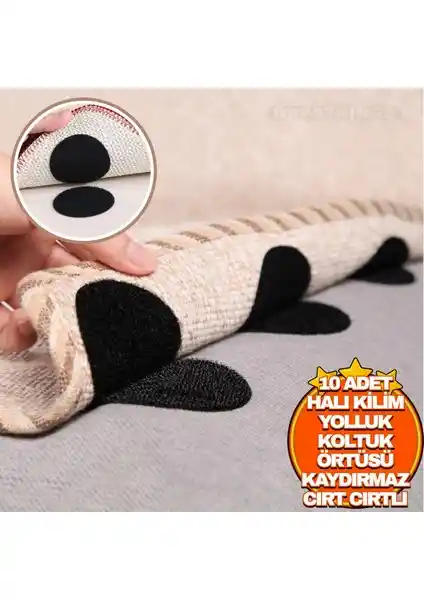 Greathings 10 Adet Kaydırmaz Halı Kilim ve Koltuk Örtüsü Sabitleyici Cırt Seti