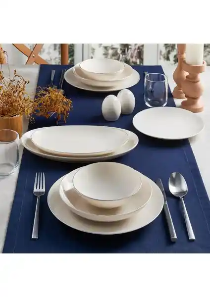 Güral Porselen Atina 60 Parça Gümüş Fileli Yemek Takımı Şık ve Dayanıklı Tasarım