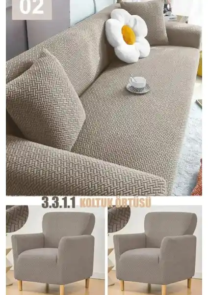 Hansaray Home Tuğla Desenli Modern Koltuk Örtüsü Dayanıklı ve Şık Tasarım