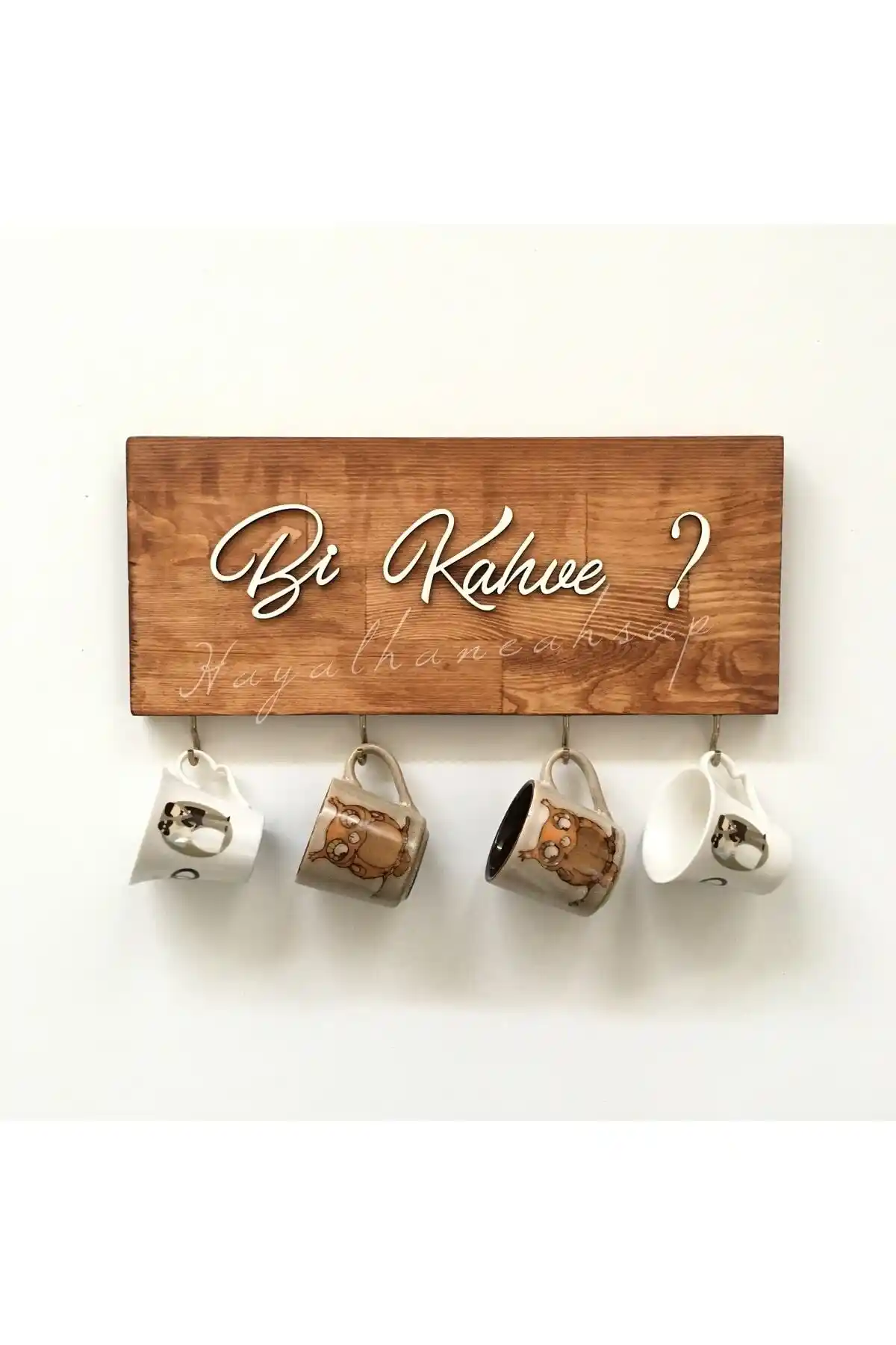 Hayalhane Ahşap Kahve Fincan Askılığı: Şık ve Fonksiyonel Bohem Dekorasyon Parçası