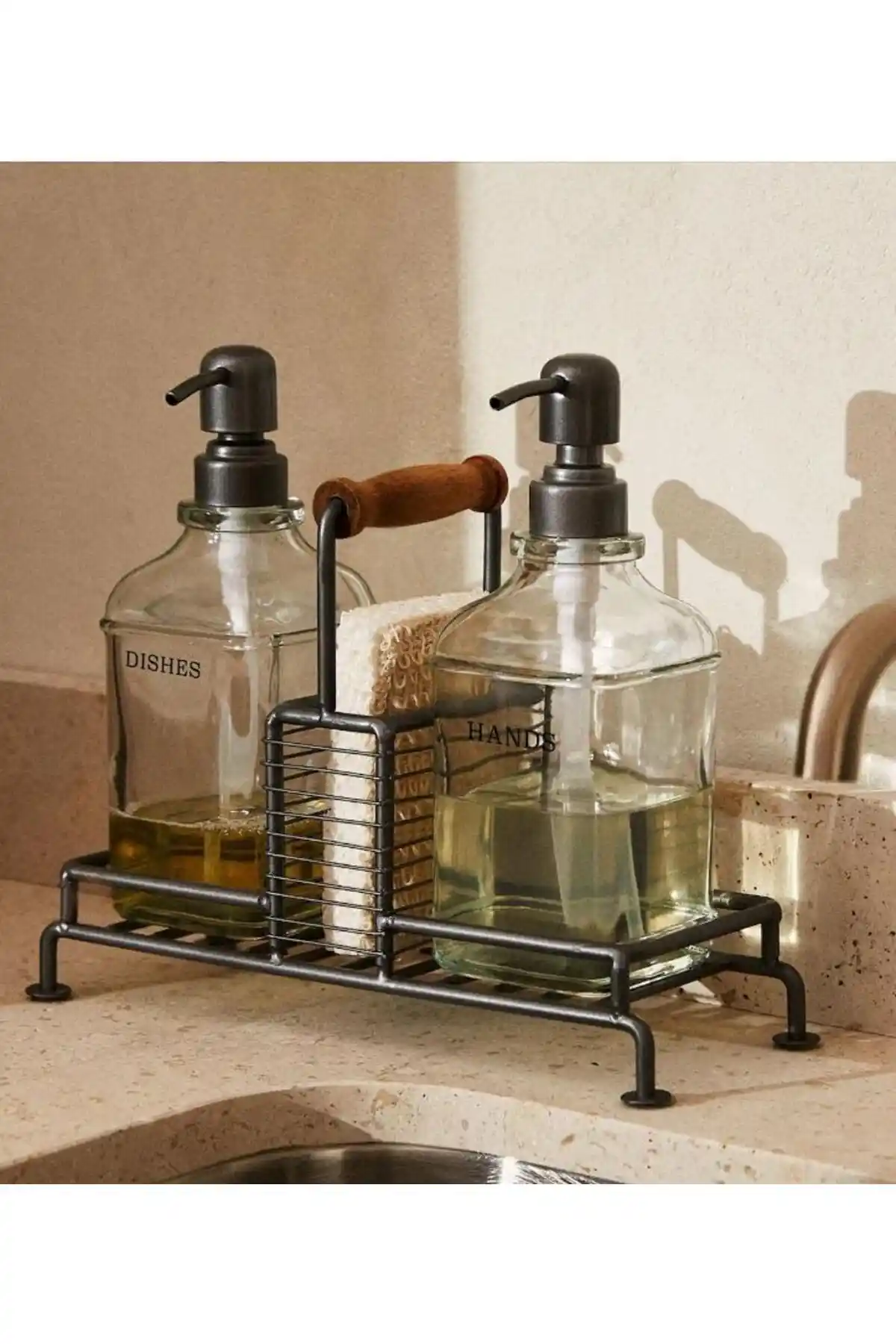 Hayveyshome Siyah Paslanmaz Çelik 2'li Lif ve Bölmeli Sabunluk Seti