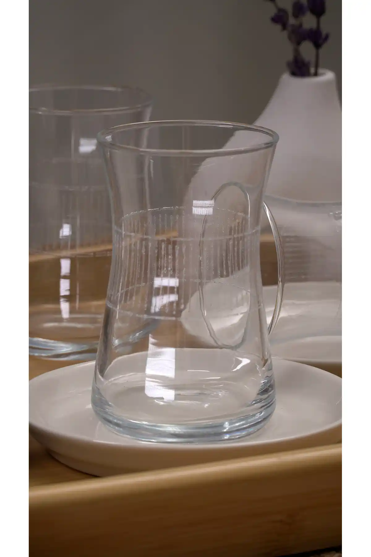 Heda Porselen Rüya 12 Parça 6 Kişilik Çizgili Çay Takımı Estetik ve Kullanışlı Tasarım