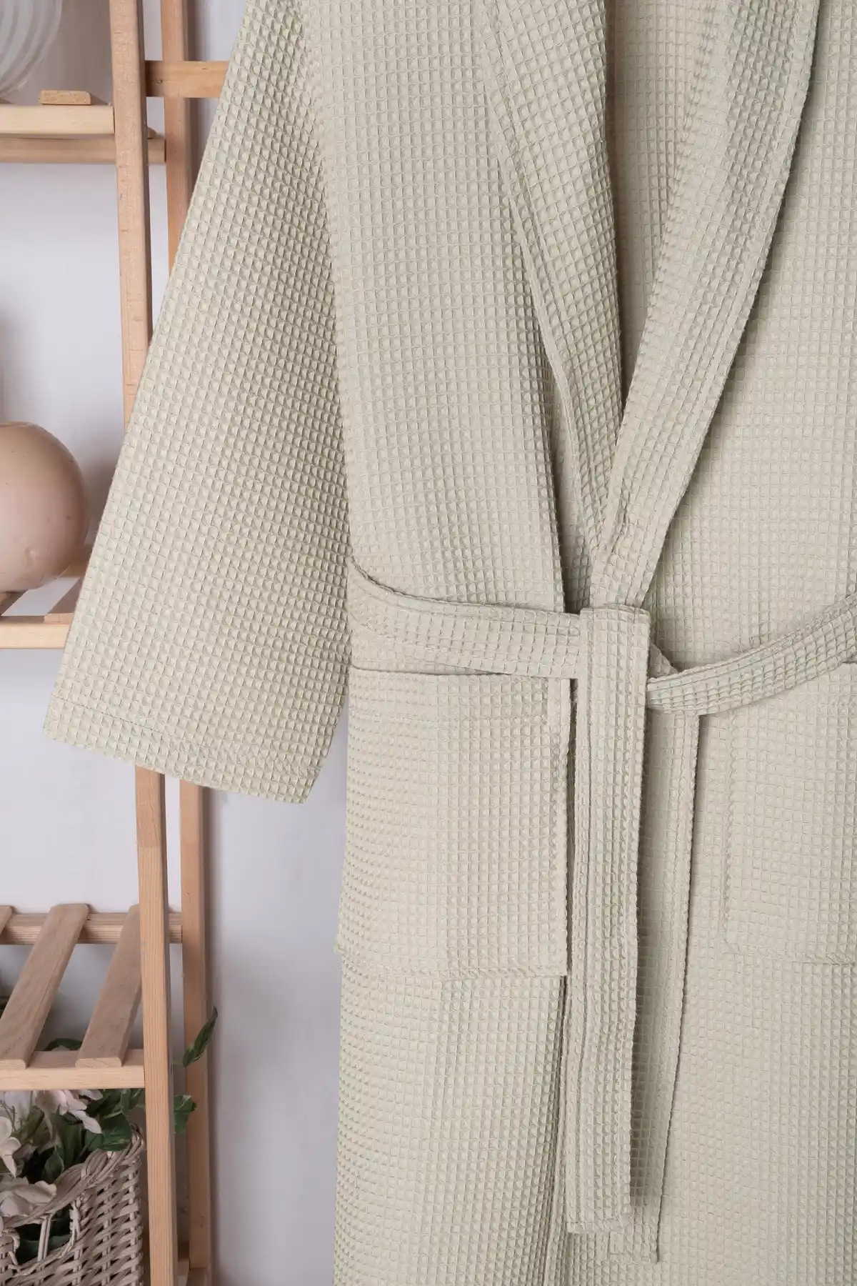 HOME 1961 %100 Pamuk Unisex Bej Waffle Pike Bornoz Konfor ve Şıklığın Buluşması