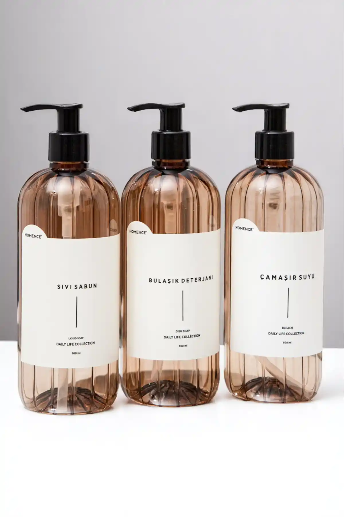 Homence 3'lü Sıvı Sabun Bulaşık Deterjanı ve Çamaşır Suyu Seti: Estetik ve Fonksiyonellik Bir Arada