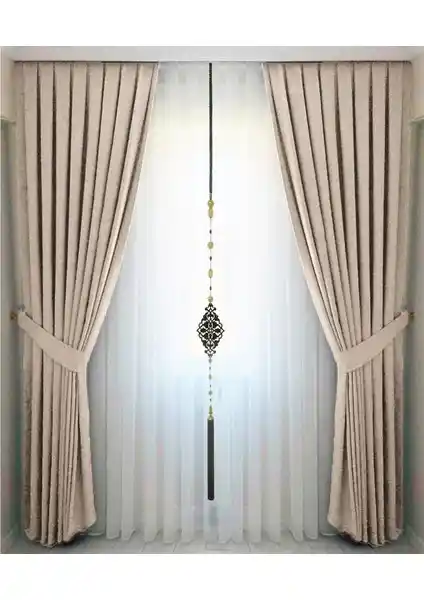 İ.D İpek Dokuma Bej Pileli Kadifemsi Fon Perde: Estetik ve Dayanıklı Ev Dekorasyonu Seçeneği