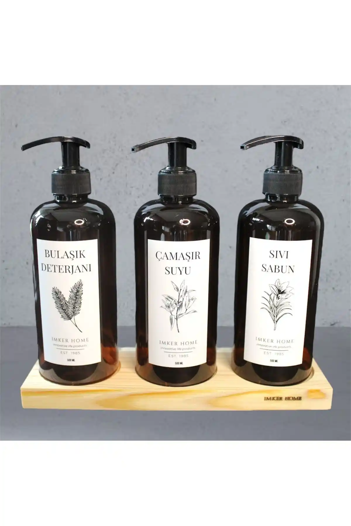 IMKER HOME Amber Serisi Ahşap Stantlı Bulaşık Deterjanı ve Sıvı Sabunluk Seti Ürün Tanıtımı ve Özellikleri