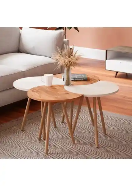 İntergo Orta Sehpa Dörtlü Zigon Ahşap Ayaklı Modern Tasarım ve Kullanım Özellikleri