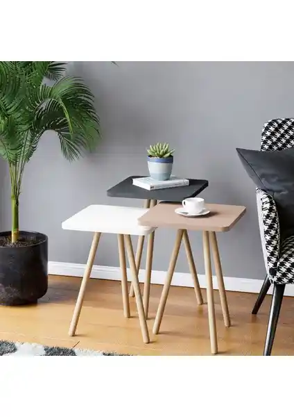 İntergo Renkli Üçlü Zigon Sehpa Modern Tasarım ve Kolay Kullanım Özellikleriyle