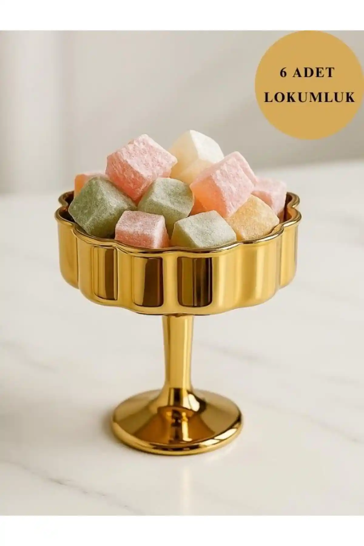 Isra Kristal 6’lı Gold Lokumluk Şekerlik ve Reçellik Seti Zarif ve Dayanıklı Cam Tasarımıyla Sunuma Şıklık Katar