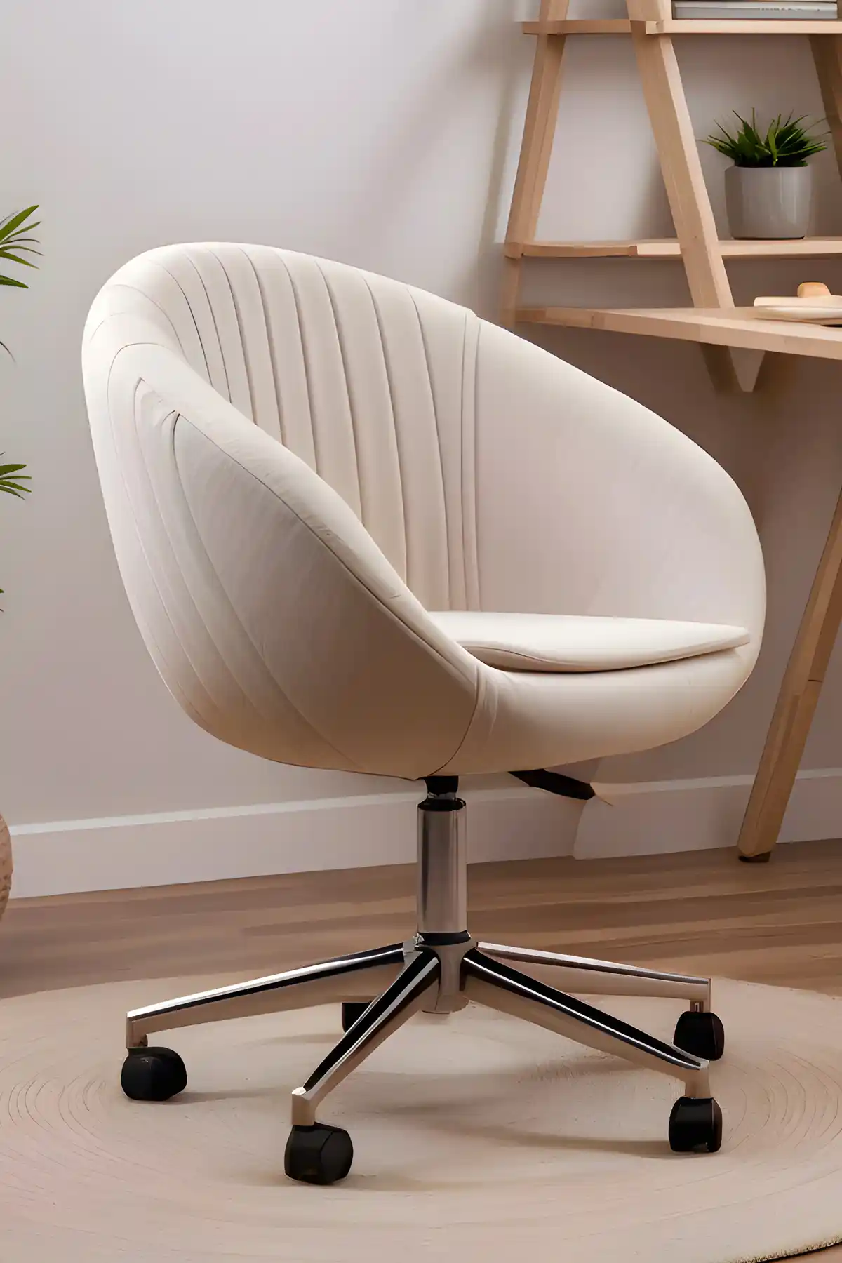 İstiridye Krom Ayaklı Çalışma Koltuğu: Modern Tasarım ve Konforun Birleşimi