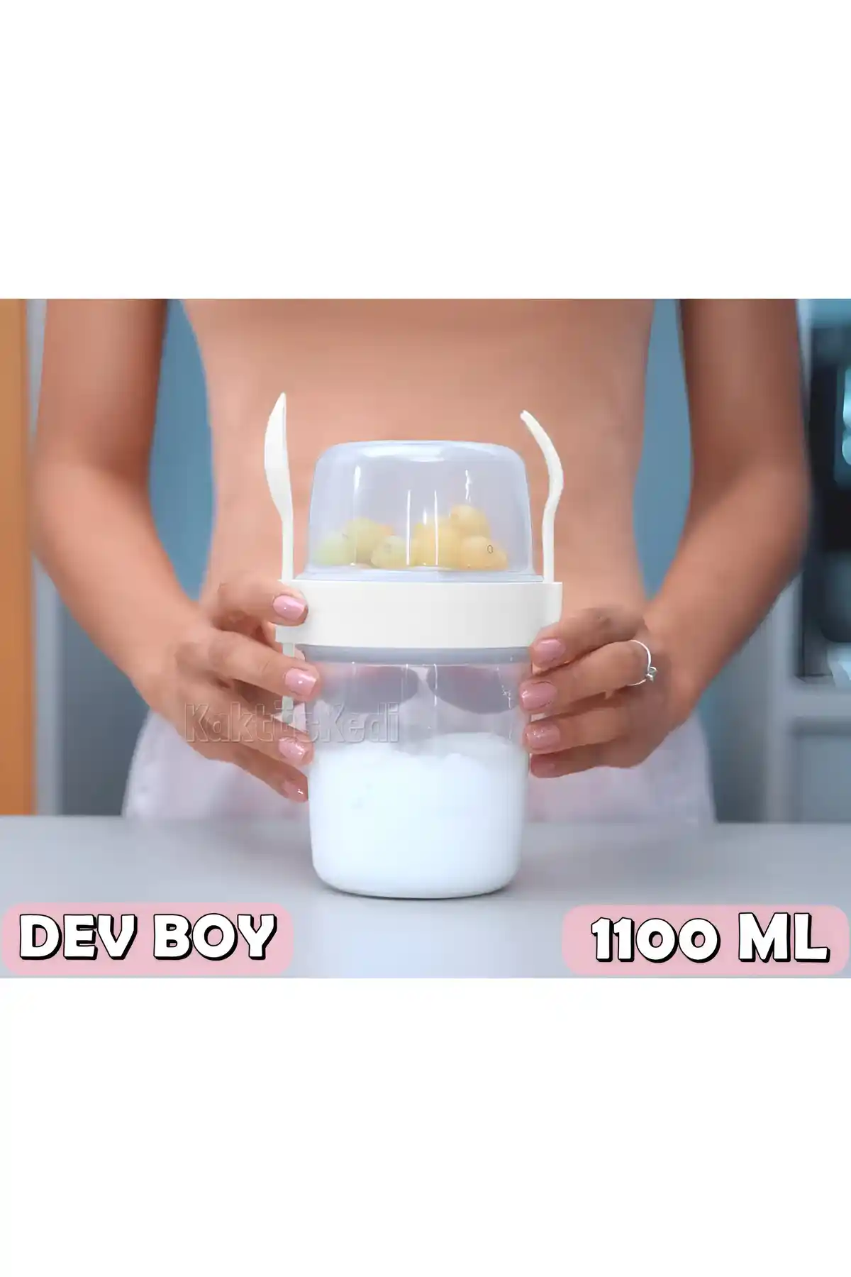 KaktüsKedi Dev Boy Meyveli Yoğurt Kabı: Pratik ve Şık Günlük Kullanım Çözümü