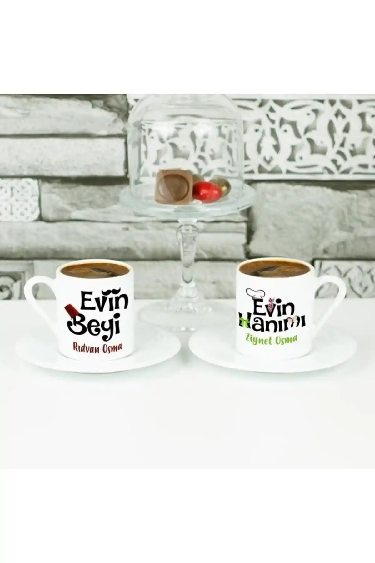 Kişiye Özel İkili Kahve Fincanı Seti Ev ve Hediye Amaçlı Kullanım İçin Uygun