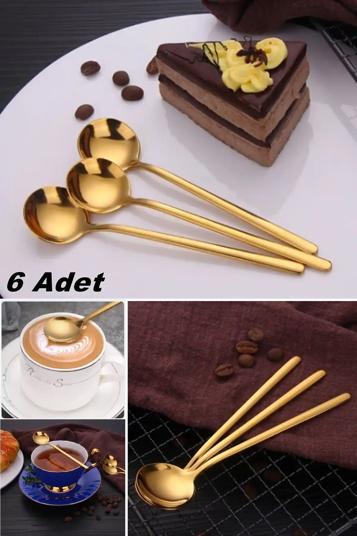 Kitchen Beauty 6'lı Lüx Paslanmaz Çelik Kaşık Seti Şık ve Dayanıklı Mutfak Gereçleri