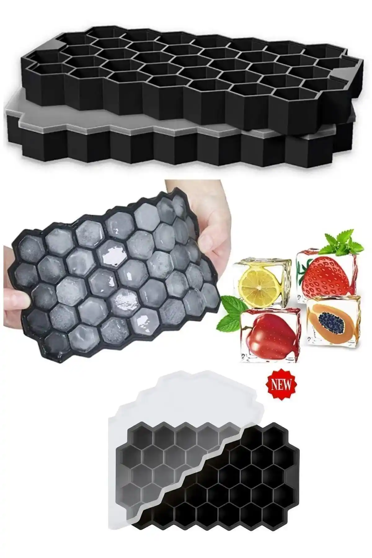 Kitchen Beauty Petek Şekilli Silikon Buzluk: Estetik ve Kullanışlı Pratik Buz Kalıbı