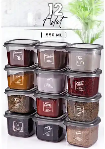 Kitchen Life 12'li Antrasit Baharatlık Seti: Şık ve Pratik Mutfak Düzeni Çözümü