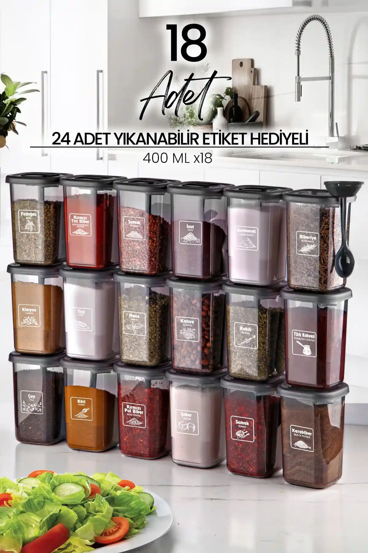 Kitchen Life 18'li Azure Baharatlık Seti ile Mutfakta Şıklık ve Düzeni Sağlayın