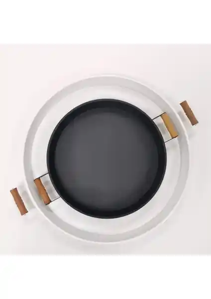 Kitchen Trend 51 cm Beyaz ve Siyah Metal Sunum Tepsisi Seti Şıklık ve İşlevsellik Sunar