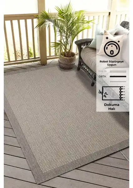 Konfor Sisalux 3091 Bej Jüt Tabanlı Modern Halı - Estetik ve Dayanıklı Tasarım